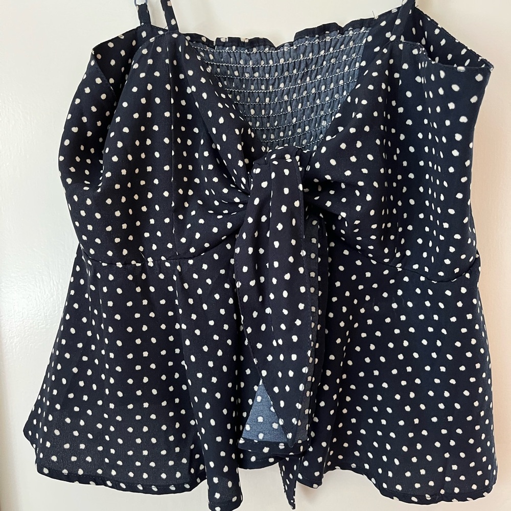 Polka dot front tie top